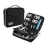 Electronics Organizer, Jelly Comb Double Layer Electronic Accessories Travel Gadget Shockproof & Waterproof Carry Bag for Cables/Hard Drive/Laptop Accessories/iPad Pro 11''and More-(Black Oversize)