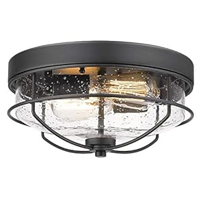 HWH INVESTMENT Flush Mount Ceiling Light Fixtures, 12 inch 2-Light Farmhouse Close to Ceiling Light Fixture with Seeded…