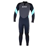 Leader Accessories Men's 5mm Black/Aqua Blue/Gray Wetsuit for Scuba Diving Fullsuit Jumpsuit