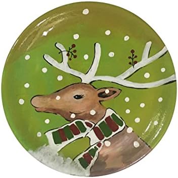 Craftedindia Decorative Green Christmas Design Wall Plate
