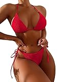 OYOANGLE Women's 2 Piece Swimsuit Rhinestone Ring