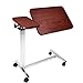 Vaunn Medical Adjustable Tilt Overbed Bedside Table with Wheels for Hospital and Home Use