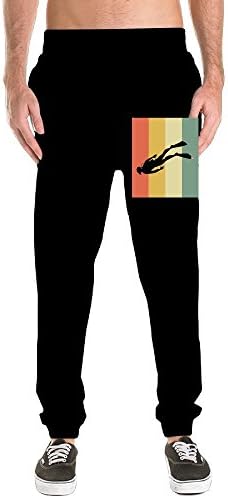 Vintage Scuba Diving Men's Basic Cotton Sweatpants Sport Pants Fitted Bottom Elastic Waist
