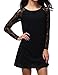 BEPEI Women Lace in Point Black Lace Shift Dress M