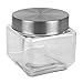 Home Basics 4 Piece Square Glass Canisters with Stainless Steel Airtight Screw On Lid