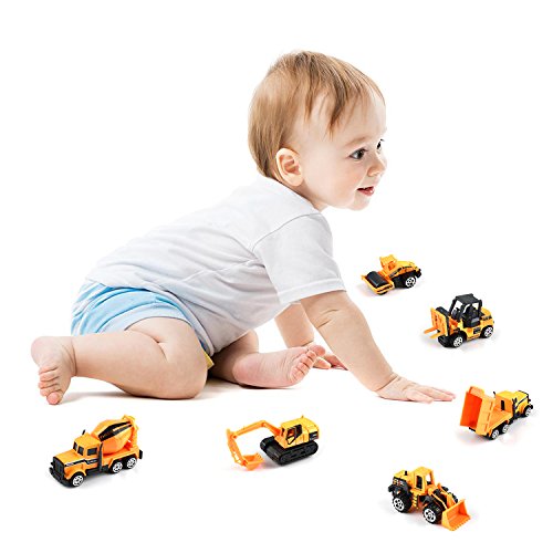 image for Winkon Kids Construction Toys - Kids Birthday Gifts, 6 Pcs Play Trucks