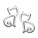S.Leaf Tiny Sterling Silver Stud Earrings Bird Leaf Cat Earrings for Woman (cat)