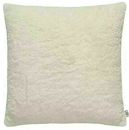 SET OF 4 - Extra Soft Teddy Bear Faux Fur Fleece Cushion Covers 45cm x 45cm / 18x18-14 Amazing Colours (Cream)
