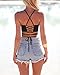 Grace's Secret Women's Cartoon Print Crisscross Lace Up Cropped Halter Top,Dream Catcher