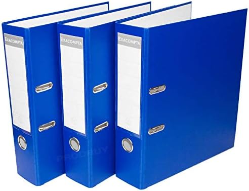 3 x Blue Excompta Strong A4 Polypropylene Lever Arch Files Large Office Paper Storage Folders