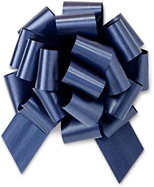Navy Blue Flora Satin 5.5" Pull Bow 20 Loops Gift Wrap Christmas Wedding Gift Wrap Pull Bows Pull String Bows 10 Pack Premium Quality Gift Wrap A1BakerySupplies
