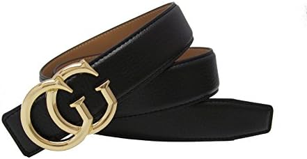 Western Women Style Leather Delt Casual Retro Buckle Belt Lady Leather Belt (black gold, 34"-35")