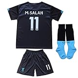 GamesDur Liverpool Mo Salah #11 Third Black Kids Soccer Jersey Set Shirt Short Socks Youth Sizes