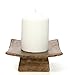 Hosley Square Ceramic Pillar Candle Holders & Incense Stick Holder for Modern Ritual Accessories for Mindful Living and Home Ambiance Light Brown (Set of 4)
