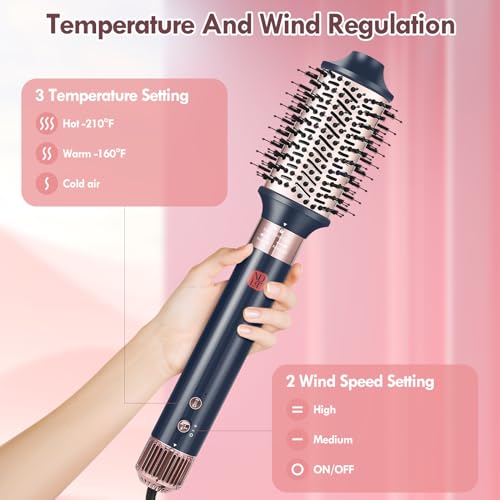 NDLT Hairstyler 6 in 1 Airstyler, 120,000 RPM Hair Styler with Highly Concentrated Ion Technology, Warm Air Brush, Hair Dryer, Straightening Brush & Curling Iron for Quick Drying, Straightening and