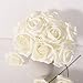 Febou Artificial Flowers, 100pcs Real Touch Artificial Foam Roses Decoration DIY for Wedding Bridesmaid Bridal Bouquets Centerpieces, Party Decoration, Home Display (Concise Type, Ivory)