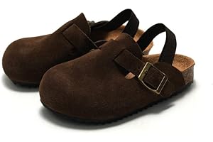 EAST BAJIA Suede Clogs for Girls Boys Unisex Toddler Slippers Slip-on Kids Shoes Indoor Outdoor Cute Sandals Classic Cork Adjustable Buckle