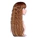 Dreamlover Light Brown Loose Wavy Long Wigs, Full Bang Light Curly Wig with Free Wig Cap­
