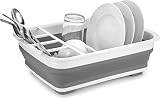 Home Basics Silicone and Plastic Easy Storage Collapsible Dish Rack and Cutlery Holder White