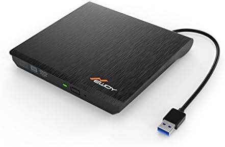 External DVD Drive, Newdy USB 3.0 Burner DVD +RW/CD +RW Drive with Embedded USB Cable for Laptops PC, Desktop, Apple Macbook, Macbook Pro, Macbook Air Support Mac OSX Windows Vista/7/8/10 (Black)