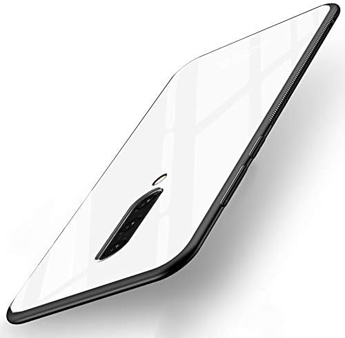 mobitussion® compatible for oneplus 7 pro – 9h toughened glass back case with shockproof tpu bumper back cover case compatible for one plus 7 pro (glass white) - White