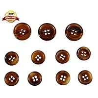 Set of 11 Premium Light Chestnut Brown with Tan Buffalo Horn Buttons for Sport Coats, Blazers, and Suit Jackets