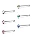 FUNRUN JEWELRY 72pcs 22G Stainless Steel Piercing Jewelry Nose Studs Rings Pins Mix Color Box Set 1.5MM CZ