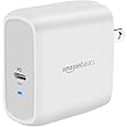 Amazon Basics 65W One-Port GaN USB-C Wall Charger with Power Delivery PD for Laptops,Tablets & Phones (iPhone 16/15/14/13/12/11/X, iPad, MacPro, Samsung, and More), Non-PPS, White