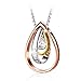 J.Rosée Pendant Necklaces, Drop Necklace Engraved Dream with 925 Sterling Silver and 3A Cubic Zirconia, 18