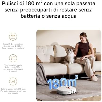 S40 Pro Robot aspirapolvere con lavaggio, 15000Pa, bracci ext. — foto 8 di 8