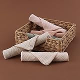 Aloonii 5 Pack Luxury Muslin Squares Small Baby Burp Cloths Peach view 7