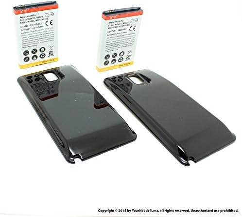 YN4L 2 X 7000mAh Extended Batteries for Samsung Galaxy Note 3 III; N9000 with Black Extended Back Cover