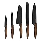 Hecef Kitchen Knife Sets, Stainless Steel Non Stick Color Coating Blade Knives, Includes 8'' Chef, 8'' Bread, 7'' Santoku, 5''Utility and 3.5'' Paring