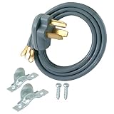 Eastman 61252 3-Prong Electric Dryer Cord 30 Amps, 10 Ft Length, Grey