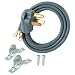 Eastman 61252 3-Prong Electric Dryer Cord 30 Amps, 10 Ft Length, Grey primary