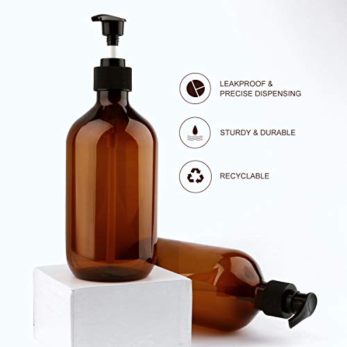 Yebeauty Pump Bottle, Pump Lotion Dispenser 17oz/500ml Empty Bottle with Pump Multipurpose for Emulsion Shampoo or Body Wash Bottle Pack of 2