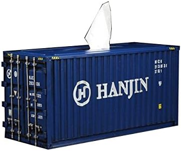 NARA Shop Decor Metal Container Shipping Tissue Box Cover (Large, Blue)