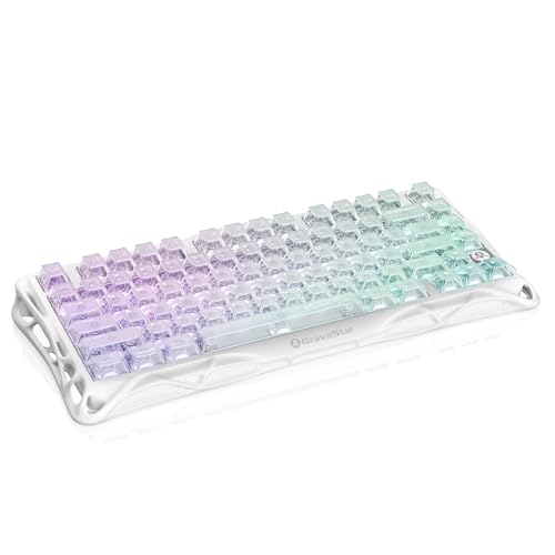GravaStar Mercury K1 Lite Mechanical Gaming Keyboard with BT5.0/2.4G/Type-C, 75% Gasket RGB Backlit Gamer Keyboard, Pre-Lubricated Linear Switches, QWERTY (Crystal Aurora)