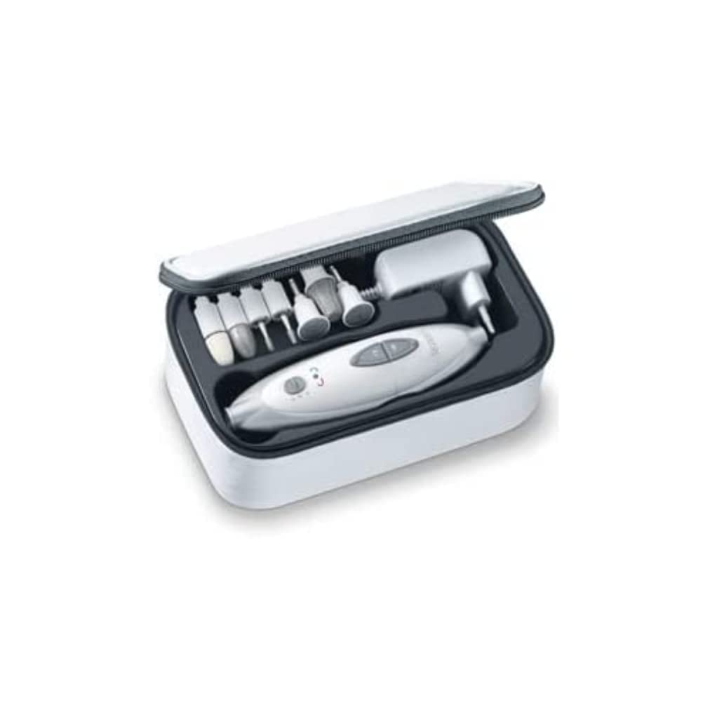 Sanitas SMA 35 Electric Manicure/Pedicure Set | With 7 Professional Nail Care Tips | White/Silver