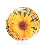 Sunflower Print Encased Clear Acrylic WildKlass Saddle Fit Plug (Sold as a Pair)