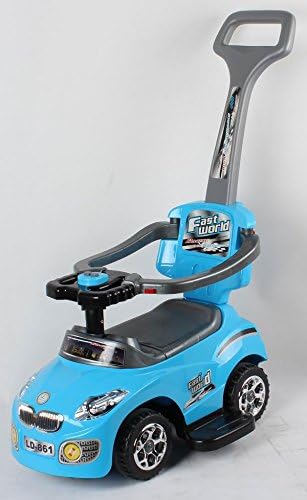 861 Blue Kid Ride on 3 in 1 Push Car Toddler Wagon W Handle Horn Outdoor Stroller