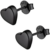 Sterling Silver Heart Stud Earrings, Small Heart Earrings for Men Women Hypoallergenic Valentines Day Earrings