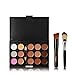 Ucanbe 15 Color Concealer Palette Cream Contour Kit With Pro Foundation Concealer Face Contouring Powder Makeup Brushes