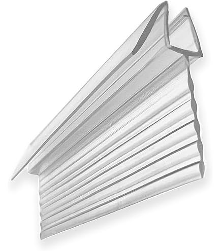 U-Type Glass Door Bottom Seal Strip – 33" Long, Cuttable, Waterproof Shower Door Sweep For 1/2" (12mm) Glass, Clear PVC