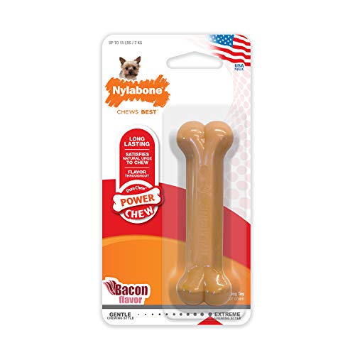 Nylabone Dura Chew Flavored Bone Dog Chew Toy, Petite/X-Small - Bacon Bone