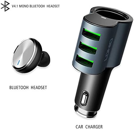 Car Charger with Bluetooth Earbuds Auto-id for iPhone/iPad Pro/Galaxy/Note/LG