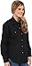 Roper Women's L/S Solid Basic Snap Front Black Large