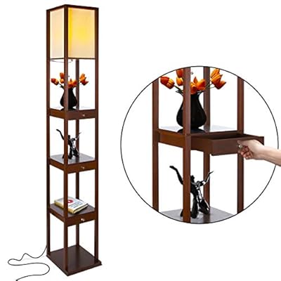 Brightech Maxwell Drawer Edition - Modern Shelf Floor Lamp with Drawer - Corner Display Floor Lamps with Shelves for… 419UwOn2m4L. SS400