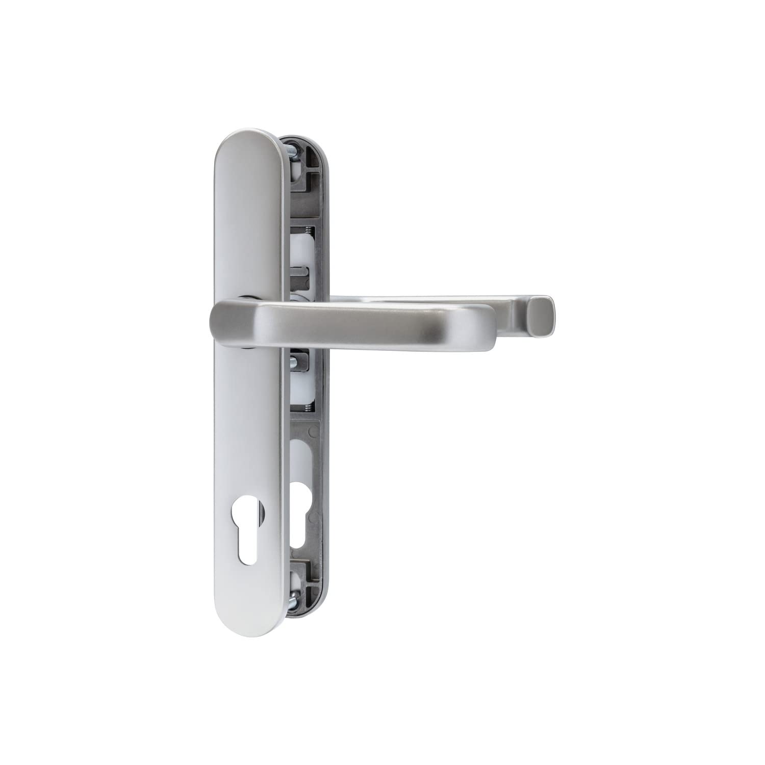 ABUS Door Fitting SRG92N F1 - Door Handle Set for Front Doors - with Door Handle on Both Sides - for Doors with Narrow Frames - Aluminium