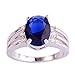 Psiroy 925 Sterling Silver Plated Oval Shaped Simulated Blue Sapphire Ring Size 7